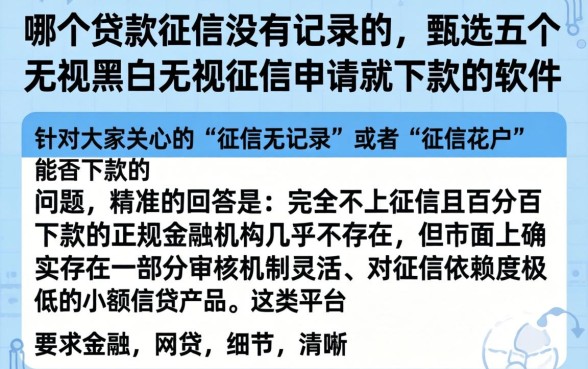 哪个贷款征信没有记录的，甄选五个无视黑白无视征信申请就下款的软件