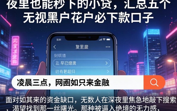 夜里也能秒下的小贷，汇总五个无视黑户花户必下款口子