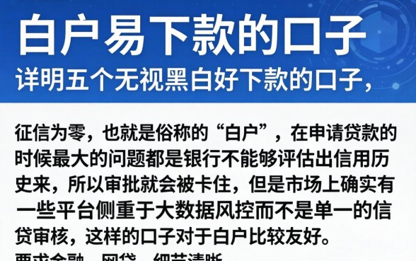 白户易下款的口子，详尽说明五个无视黑白好下款的口子