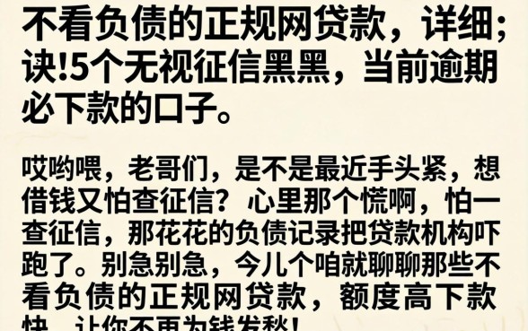 不看负债的正规网贷款，详细阐述5个无视征信黑户当前逾期必下款的口子