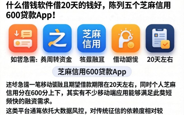 什么借钱软件借20天的钱好，陈列五个芝麻信用600贷款app