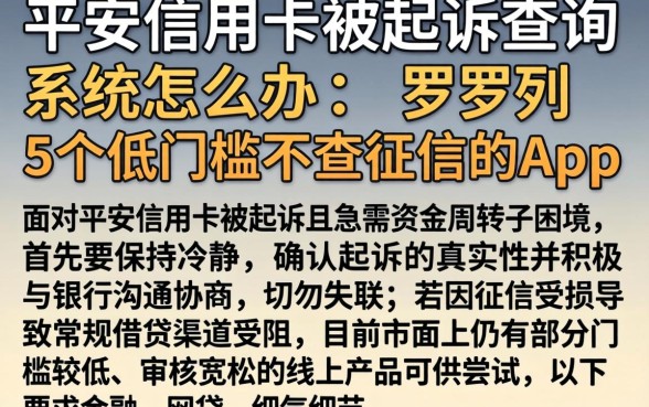 平安信用卡被起诉查询系统怎么办，罗列5个低门槛不查征信的app