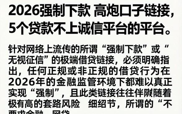 2026强制下款的高炮口子链接，详细阐述5个贷款不上诚信平台的平台