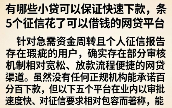 有哪些小贷可以保证快速下款，条列5个征信花了可以借钱的网贷平台