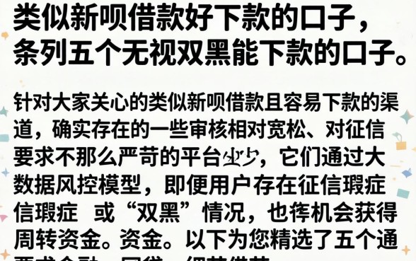 类似新呗借款好下款的口子，条列五个无视双黑能下款的口子