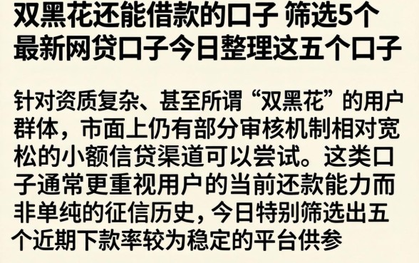 双黑花还能借款的口子，筛选5个最新网贷口子今日整理这五个口子