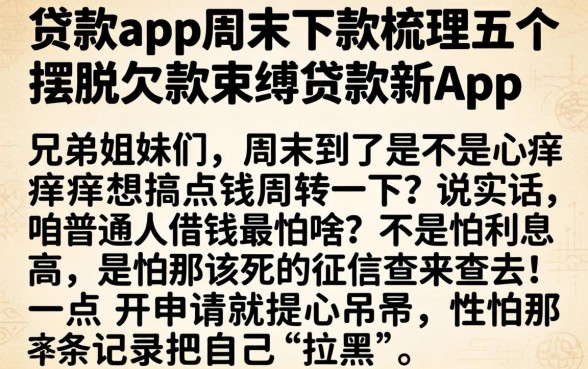 贷款app周末下款，梳理五个摆脱欠款束缚贷款新app