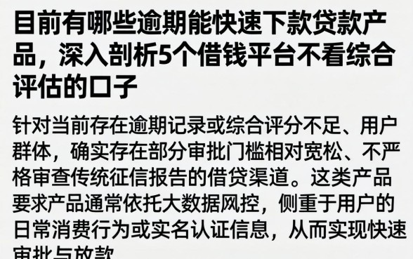 目前有哪些逾期能快速下款的贷款产品，深入剖析5个借钱平台不看综合评估的口子