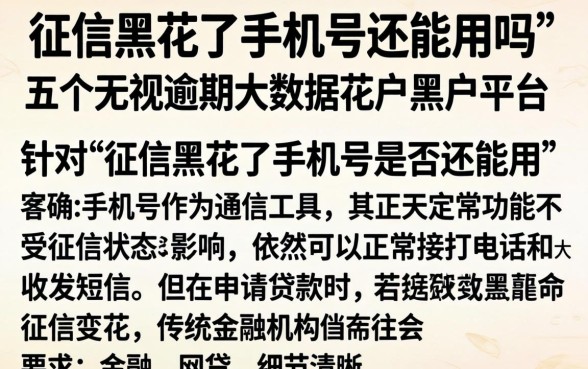 征信黑花了手机号还能用吗，细致阐述五个无视逾期大数据花户黑户平台