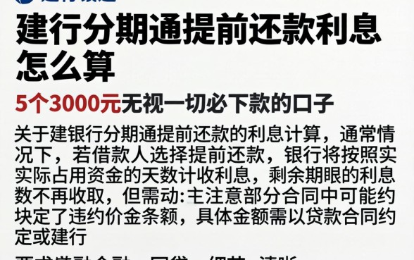 建行分期通提前还款利息怎么算,详细阐述5个3000元无视一切必下款的口子