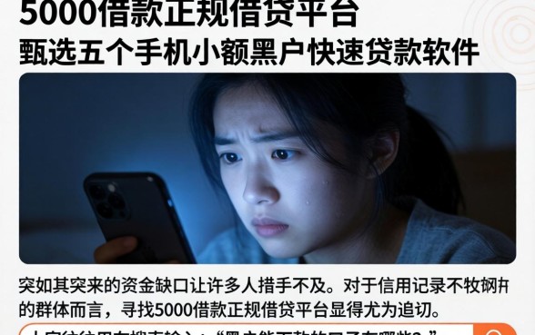 5000借款正规借贷平台，甄选五个手机小额黑户快速贷款软件