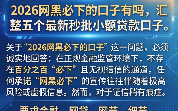 2026网黑必下的口子有吗，汇整五个最新秒批小额贷款口子