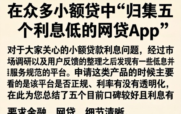 在众多小额贷中，归集五个利息低的网贷app