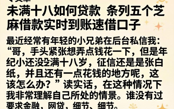 未满十八如何贷款，条列五个芝麻借款实时到账速借口子