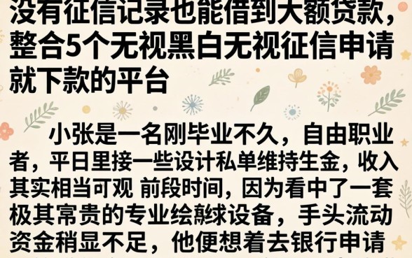 没有征信记录也能借到大额贷款，整合5个无视黑白无视征信申请就下款的平台