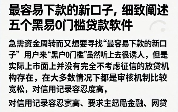 最容易下款的新口子，细致阐述五个黑户0门槛贷款软件