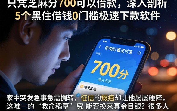 只凭芝麻分700可以借款，深入剖析5个黑户借钱0门槛极速下款软件