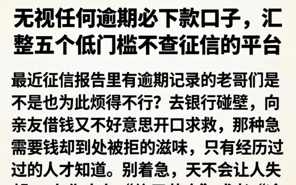 无视任何逾期必下款口子，汇整五个低门槛不查征信的平台