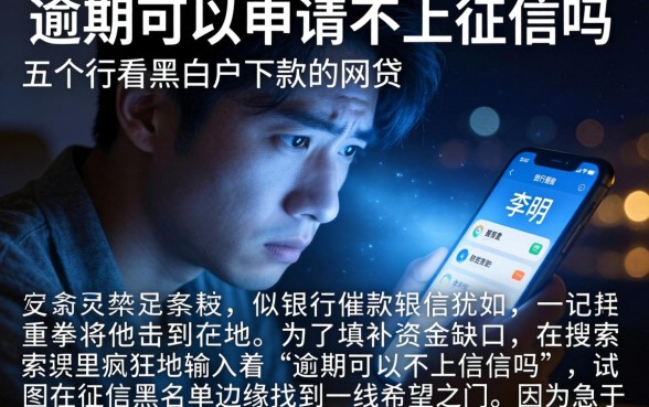逾期可以申请不上征信吗，细致阐述五个不看黑白户下款的网贷