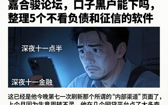 嘉合骏论坛的口子黑户能下吗，整理5个不看负债和征信的软件