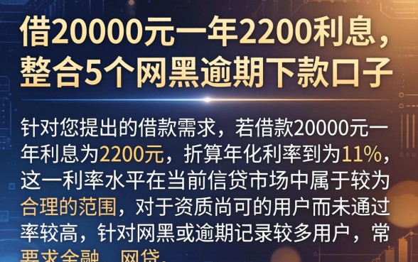 借20000元一年2200利息,整合5个网黑逾期下款口子