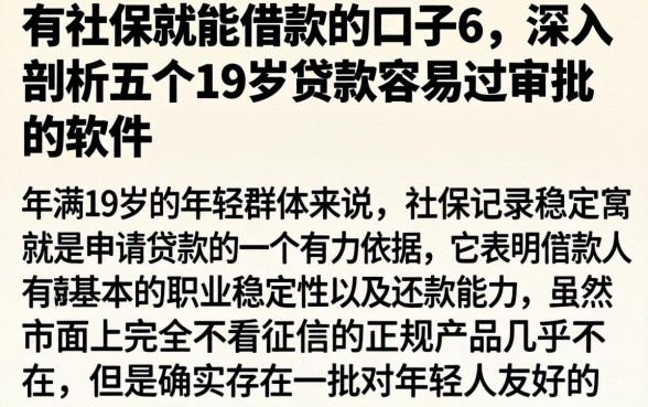 有社保就能借款的口子6,深入剖析五个19岁贷款容易过审批的软件