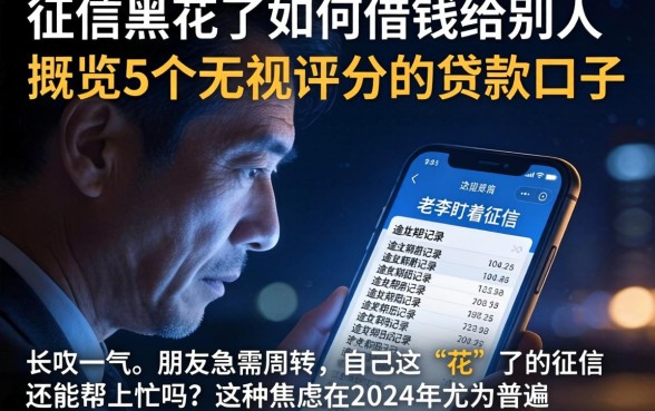 征信黑花了如何借钱给别人，概览5个无视评分的贷款口子