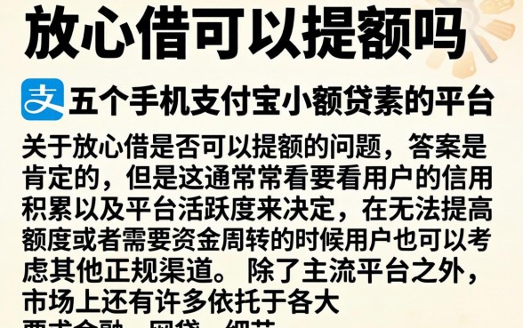 放心借可以提额吗，概括五个手机支付宝小额贷款的平台