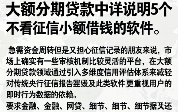 大额分期贷款中，详尽说明5个不看征信小额借钱的软件