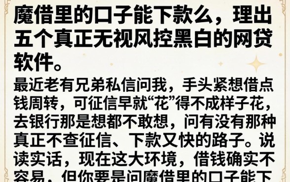 魔借里的口子能下款么，理出五个真正无视风控黑白的网贷软件