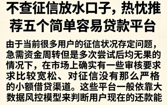 不查征信放水口子，热忱推荐五个简单容易贷款平台