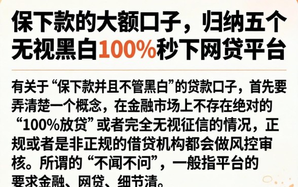 保下款的大额口子，归纳五个无视黑白100%秒下网贷平台