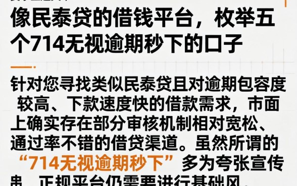 像民泰贷的借钱平台，枚举五个714无视逾期秒下的口子
