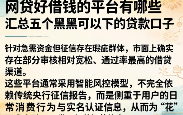 网贷好借钱的平台有哪些，汇总五个黑户可以下的贷款口子