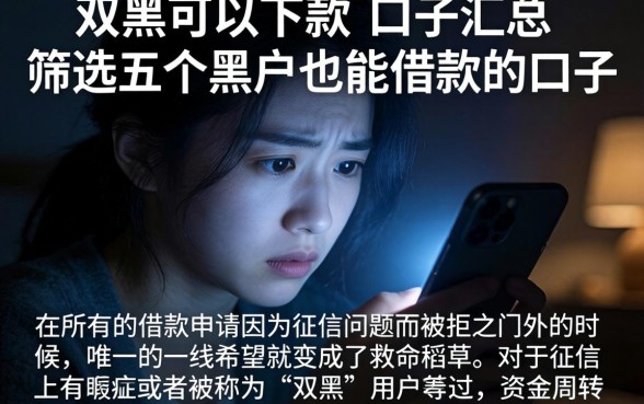 双黑可以下款的口子汇总，筛选五个黑户也能借款的口子