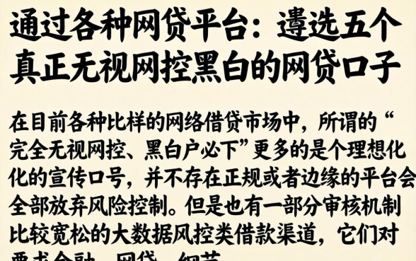 通过各种网贷平台，遴选五个真正无视风控黑白的网贷口子