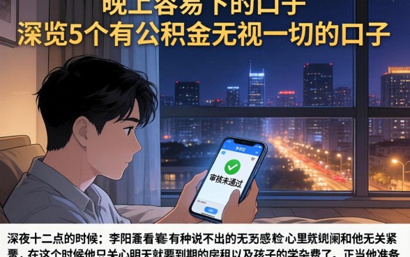 晚上容易下的口子，概览5个有公积金无视一切的口子