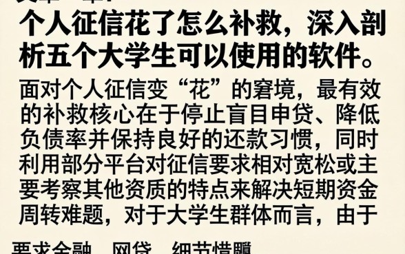 个人征信花了怎么补救，深入剖析五个大学生可以使用的软件