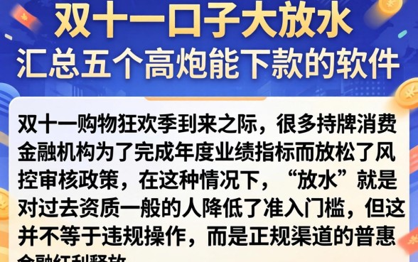 双十一口子大放水,汇总五个高炮能下款的软件