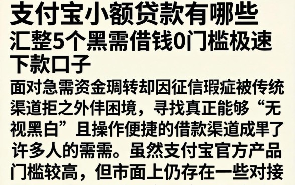 支付宝小额贷款有哪些，汇整5个黑户借钱0门槛极速下款口子