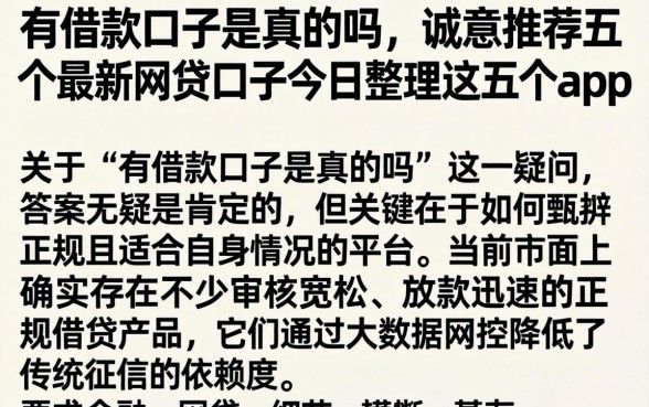 有借款口子是真的吗，诚意推荐五个最新网贷口子今日整理这五个app