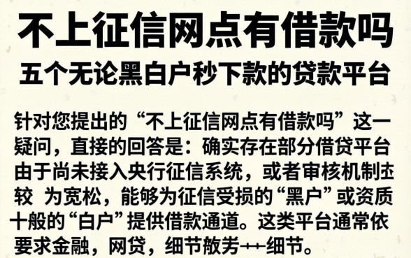 不上征信网点有借款吗，概括五个无论黑白户秒下款的贷款平台