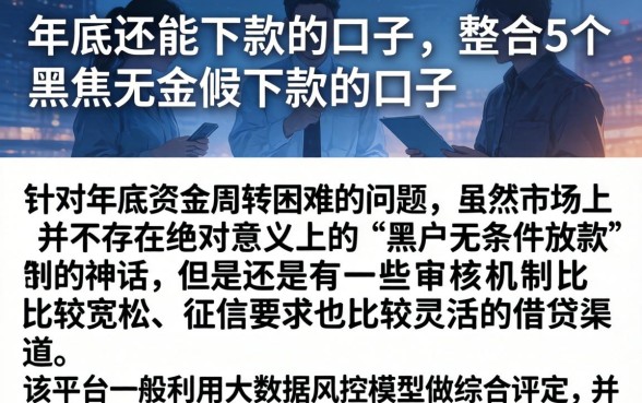 年底还能下款的口子，整合5个黑户无条件下款的口子