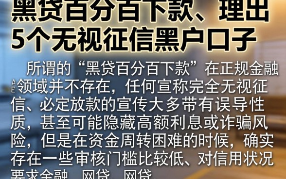 黑贷百分百下款，理出5个无视征信黑户口子
