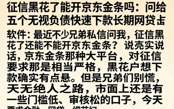征信黑花了能开京东金条吗，归纳五个无视负债快速下款长期网贷的软件