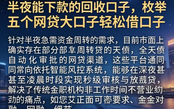 半夜能下款的回收口子，枚举五个网贷大口子轻松借口子