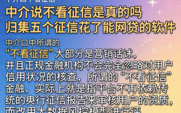 中介说不看征信是真的吗，归集五个征信花了能网贷的软件
