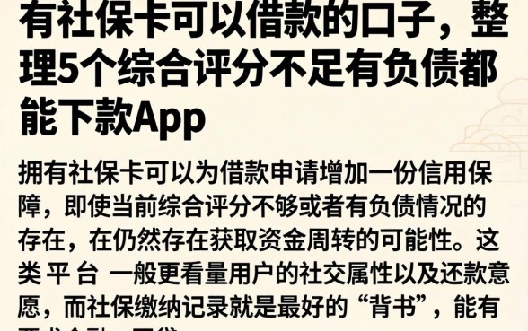 有社保卡可以借款的口子，整理5个综合评分不足有负债都能下款app
