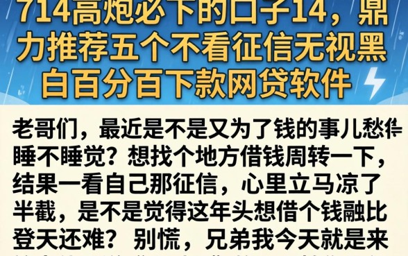 714高炮必下的口子14，鼎力推荐五个不看征信无视黑白百分百下款网贷软件