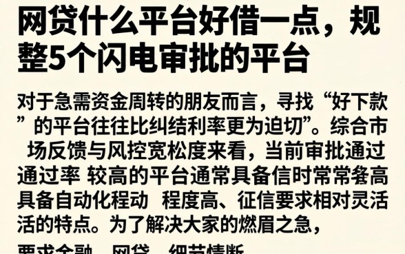 网贷什么平台好借一点，规整5个闪电审批的平台